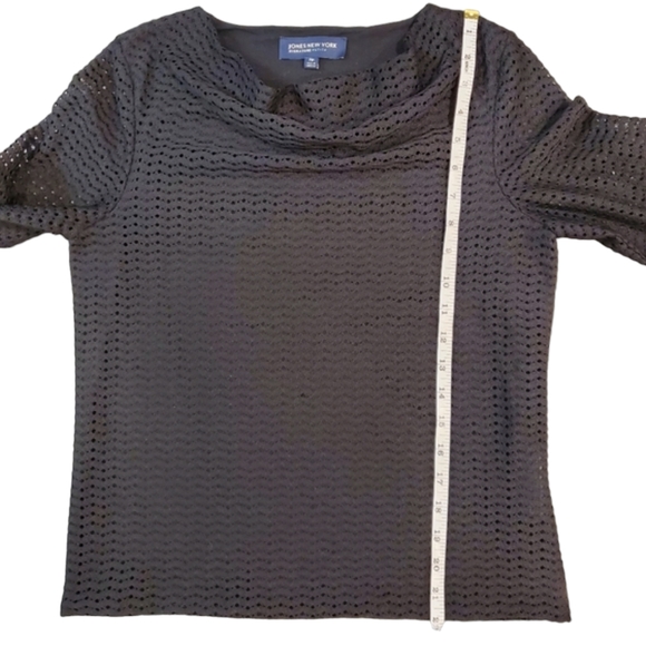 Jones New York Womens Black Long Sleeve Cowl Neck Blouse Size PM - Picture 6 of 8